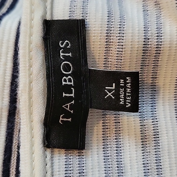 TALBOTS xl off-white & black stripe with metallic threading knit top - Picture 4 of 5